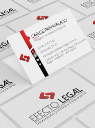 Diseño de tarjetas corporativas para Efecto Legal - Branding profesional